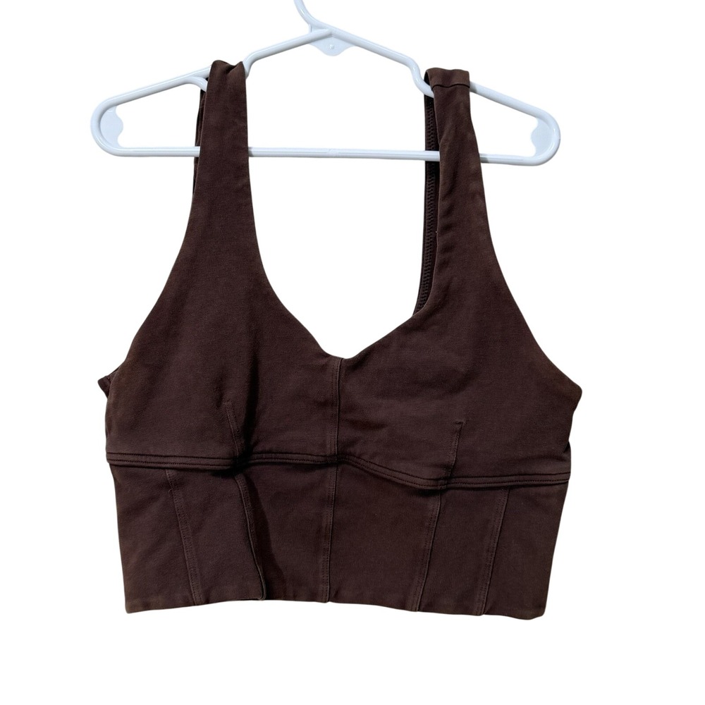 Offline By Aerie Sports Bra XS Brown Longline Yoga Crop Athletic Top